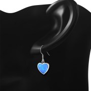 Synthetic Opal Heart Silver Earrings, e314